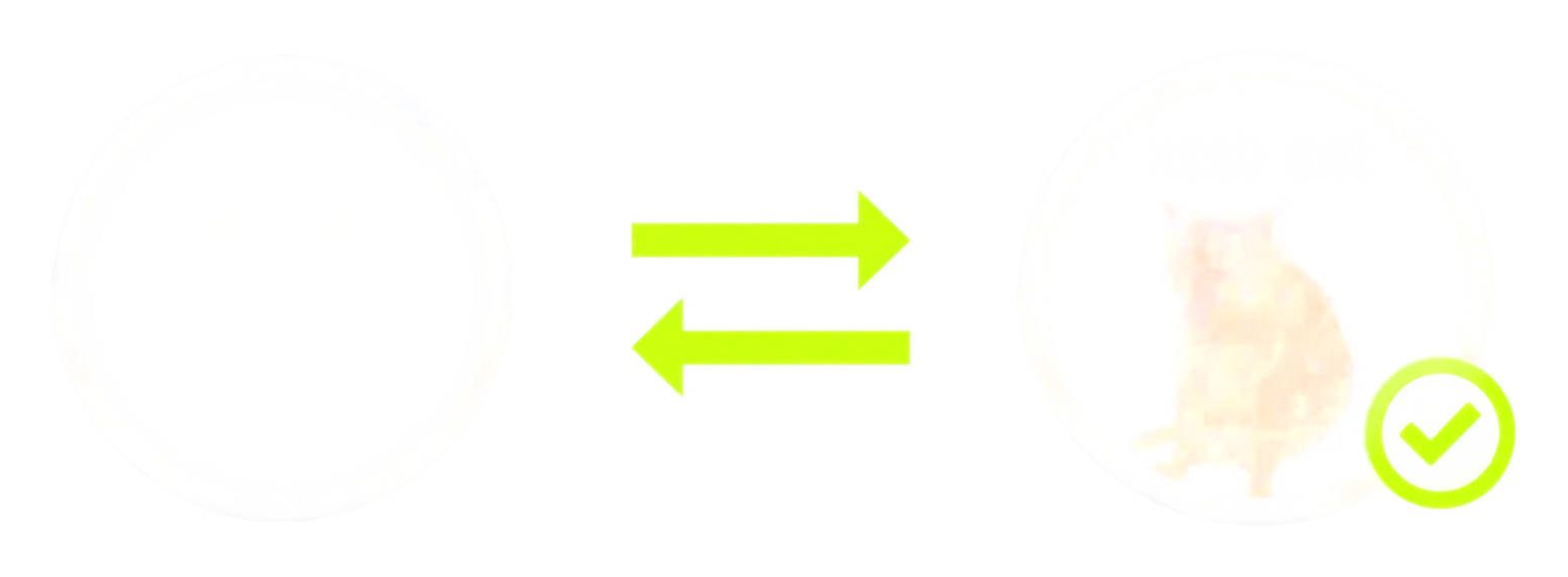 A dollar coin swapping into a lime meme coin with a confirmed checkmark